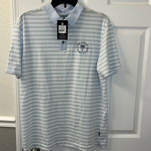 Hurley Surf Club Striped Polo NWT Blue White Medium Cotton